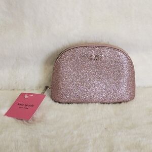 Kate Spade Rose Gold Glitter Cosmetic Bag